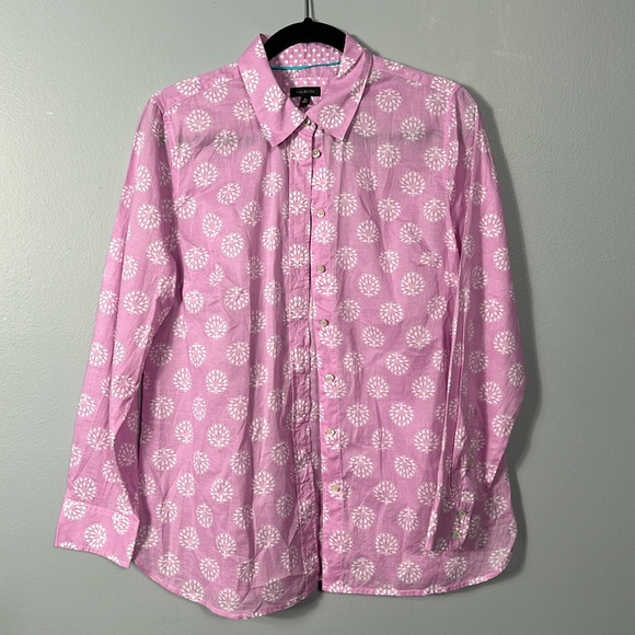 Talbots COTTON BUTTON FRONT SHIRT - TREE OF LIFE sz M - Picture 4 of 11